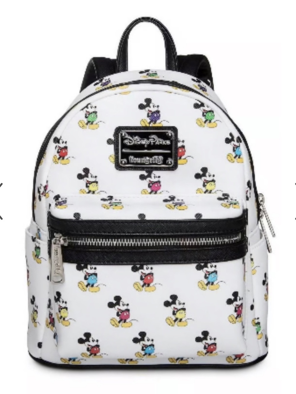 Loungefly Disney parks exclusive White Mini Backpack with Multicolor Mickey Icon